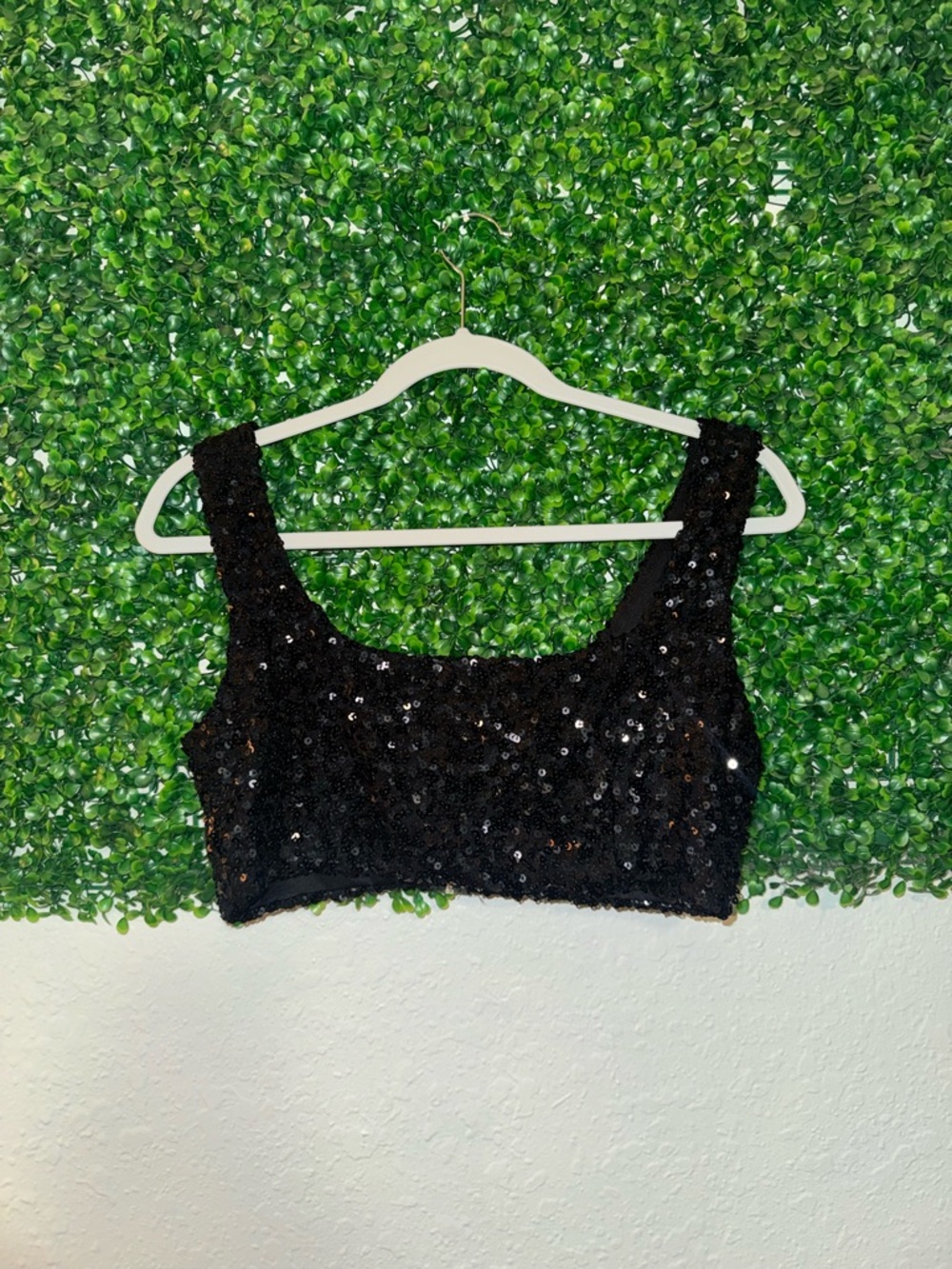 Forever 21 Black Sequin Crop Tank
